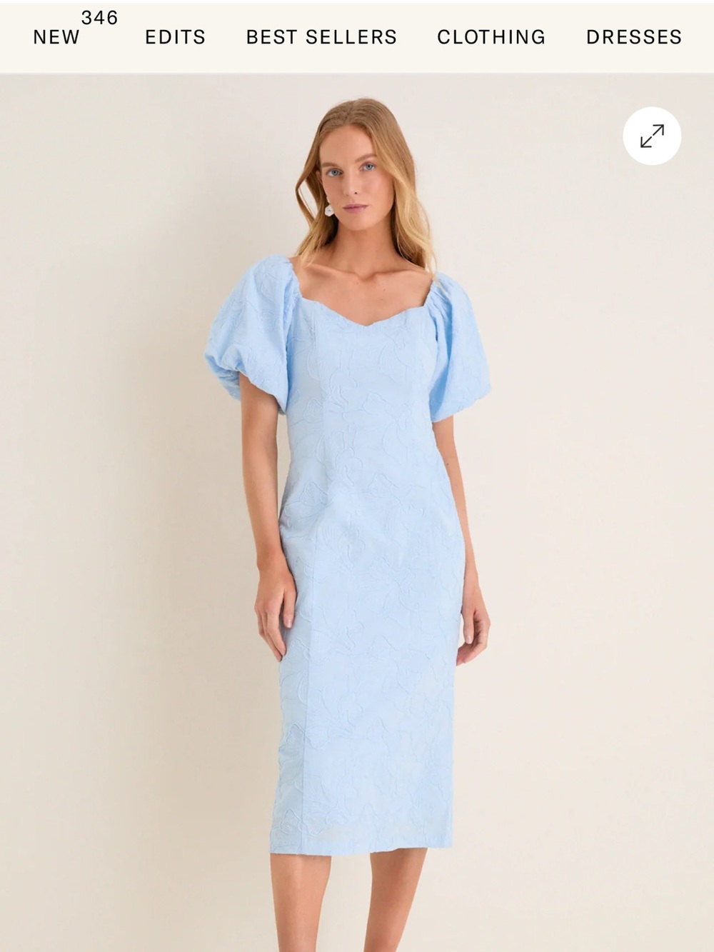 Tuckernuck Light Blue Puff-Sleeve Midi Dress